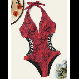 Red Skull Mandala Bathing suit